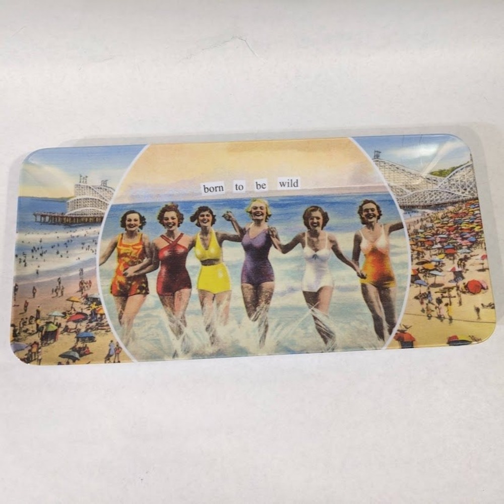 Anne Taintor Born to be Wild Melamine Serving Tray Vintage Beach Scene Platter